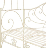 Antique White Wrought Iron Standard Garden Bench for Outdoor Patio, Comfortable Seating for Two - Photo 5