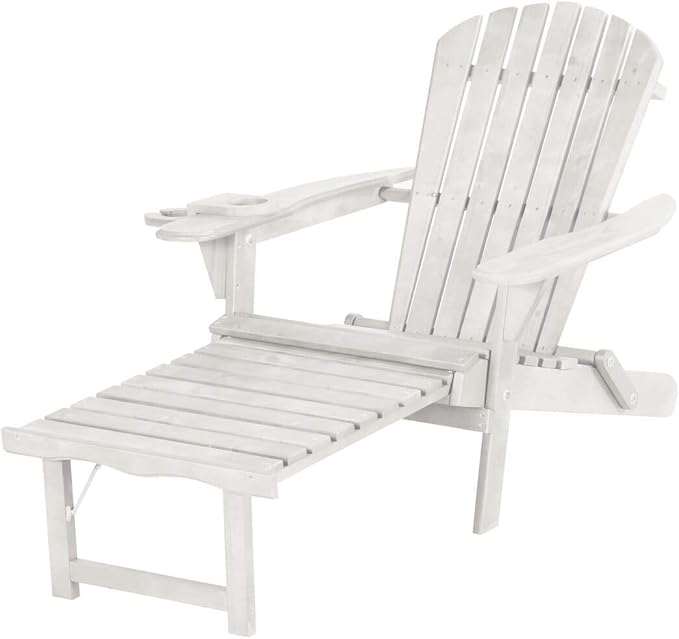 SW2005WT Chaise Lounge Adirondack Chair, White