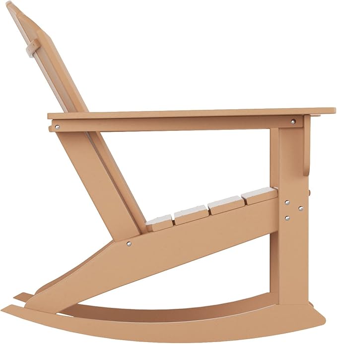 WestinTrends Dylan Outdoor Patio Poly Plastic Adirondack Rocking Chair, Teak