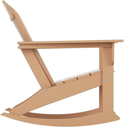 WestinTrends Dylan Outdoor Patio Poly Plastic Adirondack Rocking Chair, Teak