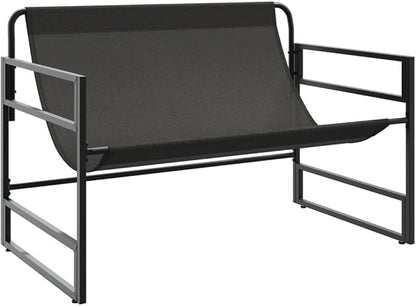 Outdoor Garden Bench, 44.5-inch 2-Seater Patio Park Bench with Sturdy Powder-Coated Steel Frame and Durable Textilene Fabric, Anthracite Metal Bench for Backyard, Porch, Deck, and Balcony