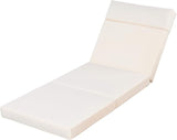 Merax, Cream Outdoor Chaise Lounge Headrest, Patio Reclining Chair Cushions with 4-Fold Design for Lawn, Pool and Beach - Photo 1