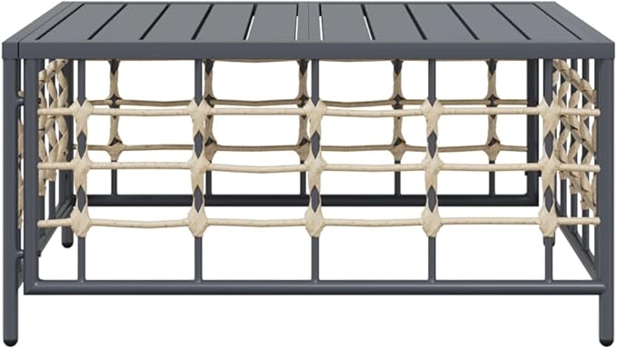 Outdoor PE Rattan Garden Coffee Table, Square Weather-Resistant Patio Side Table with Powder-Coated Steel Frame, Anthracite Modular Accent Furniture for Balcony, Yard, and Terrace