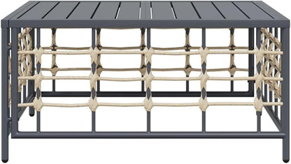 Outdoor PE Rattan Garden Coffee Table, Square Weather-Resistant Patio Side Table with Powder-Coated Steel Frame, Anthracite Modular Accent Furniture for Balcony, Yard, and Terrace