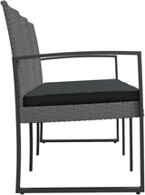 3-Seater Patio Bench with Cushions Dark Gray PP Rattan Outdoor Bench Porch Bench Garden Bench Deck Bench for patios - Photo 4
