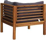 Modern Modular Corner Sofa Dark Grey Solid Acacia Wood Medium Outdoor Furniture with Breathable Cushions - Photo 5