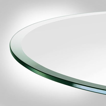 Dulles Glass 56 inch Round Glass Table Top - Tempered - 3/8" Thick Glass Surface, Safe Beveled Edge, Multipurpose for Dining Table, Patio, Coffee and End Table