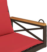 Brown and Red Patio Swing Bench with Cushions, Modern Outdoor Furniture for Garden or Balcony, Comfortable Seating - Photo 8