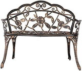 Outdoor Garden Bench, Cast Aluminum & Iron Patio Park Bench for Porch, Outdoor Garden Bench Patio Park Bench - Photo 9