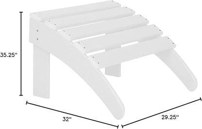 WO Home Furniture Adirondack Chair Outdoor Ottoman Set of 2 PCS Classic Patio Furniture (White)
