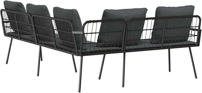 Outdoor L-Shaped Sectional Sofa with Cushions, PE Rattan Metal Frame Patio Garden Furniture - Photo 4