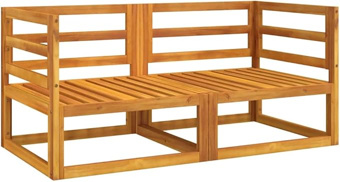 Corner Sofa Light Grey Solid Acacia Wood Outdoor Sectional Sofa Units for Patio, Garden, Balcony, Seating up to 4 People