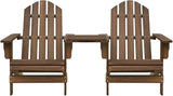 Brown Solid Fir Wood Standard Ergonomic Adirondack Chair with Matching Tea Table for Outdoor Relaxation in Garden Patio - Photo 3