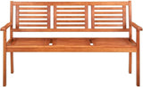 Solid Eucalyptus Wood Garden Bench Natural Brown Outdoor Furniture Durable Large Traditional Style 55.1 Inch Wide - Photo 3