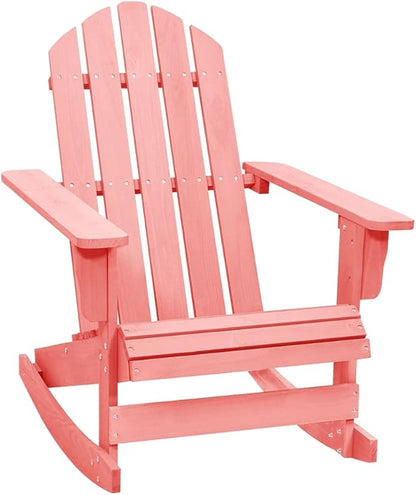 Patio Adirondack Rocking Chair Solid Fir Wood Pink Outdoor Chairs Balcony Chair Deck Chairs for Gardens, courtyards