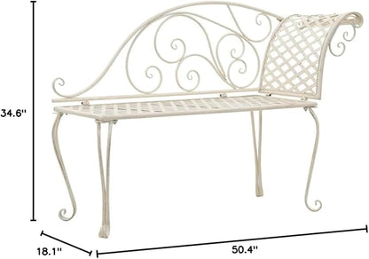 vidaXL Patio Chaise Lounge, Outdoor Chaise Lounge with Backrest, Garden Bench Lounge Chair for Beach Yard Balcony Poolside, Metal Antique White