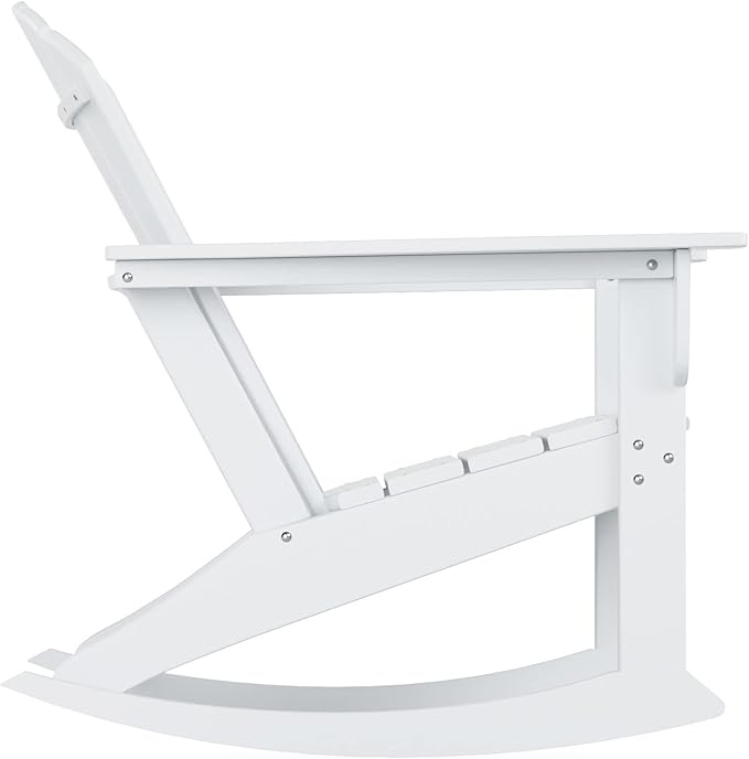 WestinTrends Dylan Outdoor Patio Poly Plastic Adirondack Rocking Chair, White