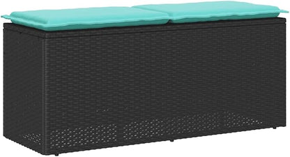 Garden Bench Deck Bench Patio Bench with Cushion Black 43.3"x15.7"x17.3" Poly Rattan