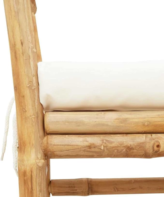 Bamboo Garden Bench 43.31x14.96x25.59in, Brown Patio Loveseat with Cushion, Modern Outdoor Seating for Garden, Porch and Balcony Use