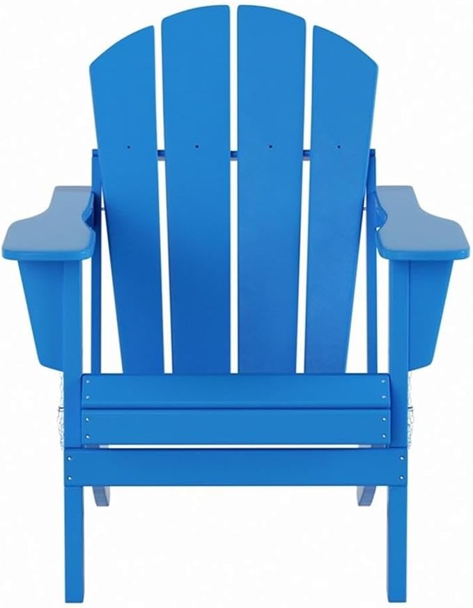 Costaelm Outdoor Folding Chair, Outdoor Seating Folding Firepit Chairs, All Weather Poly Adirondack Chair for Deck Backyard Garden Lawn Pool Patio, Pacific Blue