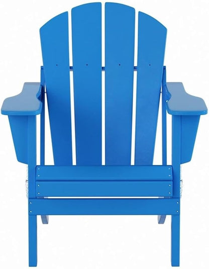 Costaelm Outdoor Folding Chair, Outdoor Seating Folding Firepit Chairs, All Weather Poly Adirondack Chair for Deck Backyard Garden Lawn Pool Patio, Pacific Blue