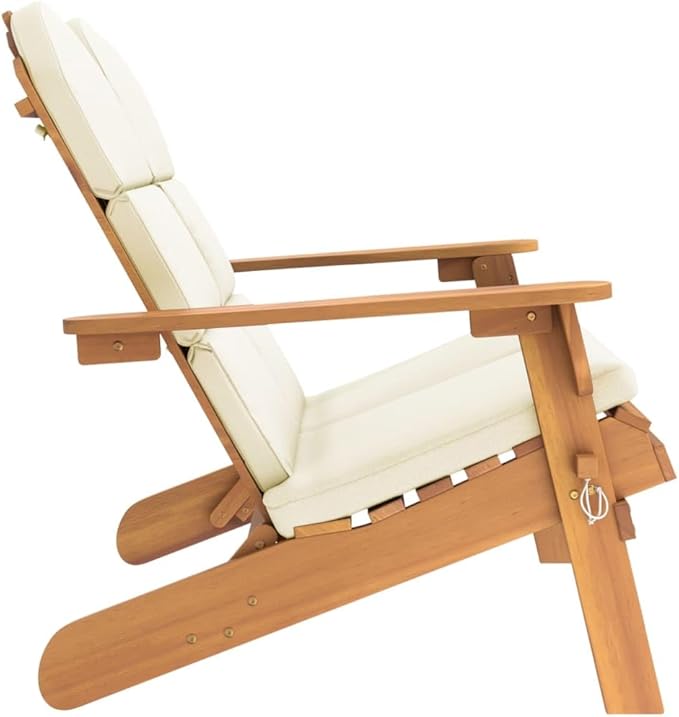 Garden Bench Deck Bench Adirondack Patio Bench with Cushions 49.6" Solid Wood Acacia - Photo 5