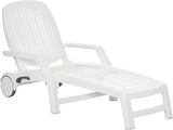 Outsunny Outdoor Chaise Lounge Chair on Wheels with Storage Box, Waterproof Lounger with Quick Assembly, Folding Design - Photo 1