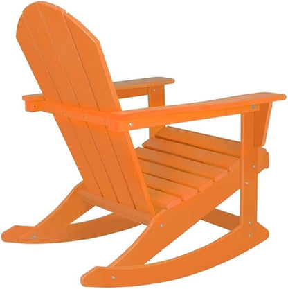 Costaelm Outdoor Adirondack Chair, All Weather Resistant Classic Balcony Chair and Fire Pit Chairs, Adirondack Plastic Outdoor Porch Furniture Rocking Chair High Back HDPE Poly Lumber, Orange