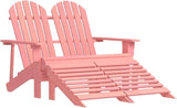 2-Seater Adirondack Chair with Detachable Ottomans, Solid Fir Wood Outdoor Patio Loveseat - Photo 1