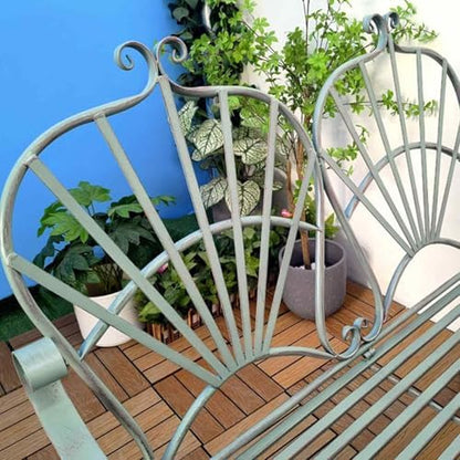 Sturdy Metal Outdoor Garden Bench for 2, Weatherproof Iron Frame with Backrest & Armrests, Perfect for Park, Yard, Porch, Lawn - 661 lb Capacity (White)