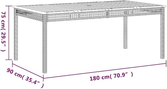 Large Rectangular Garden Table, Outdoor PE Rattan Dining Table for 6, Weather-Resistant Patio Furniture for Backyard - Photo 2