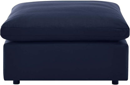 Modway Commix Outdoor Patio Overstuffed Sectional Sofa Ottoman in Navy