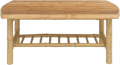 Natural Bamboo Garden Coffee Table Outdoor Durable Medium Size Rustic Modern Design for Patio Seating