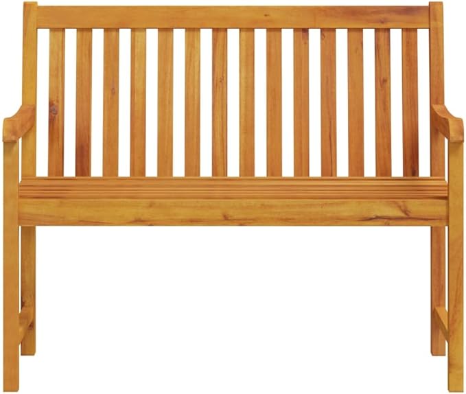 Solid Acacia Wood Garden Bench for Outdoor Seating, Rustic Natural Finish Patio Furniture with Weather-Resistant Oiled Coating, 43.3 Inch Long Durable Bench for Two Adults,