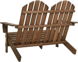 2-Seater Patio Adirondack Chair Solid Wood Fir Brown Outdoor Furniture Ergonomic Lounge Chair for Garden, Patio - Photo 5
