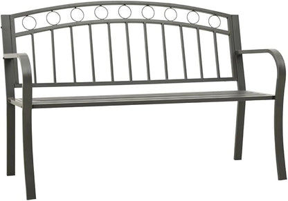 Garden Bench Outdoor Bench Patio Bench Cushions for Outdoor, Park, Yard, Entryway, Iron Metal Frame Furniture 49.2" Steel Gray-Fast delivchy