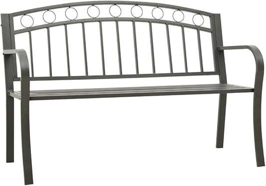 Garden Bench Outdoor Bench Patio Bench Cushions for Outdoor, Park, Yard, Entryway, Iron Metal Frame Furniture 49.2" Steel Gray-Fast delivchy
