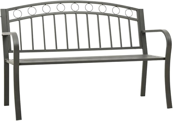 Garden Bench Outdoor Bench Patio Bench Cushions for Outdoor, Park, Yard, Entryway, Iron Metal Frame Furniture 49.2" Steel Gray-Fast delivchy
