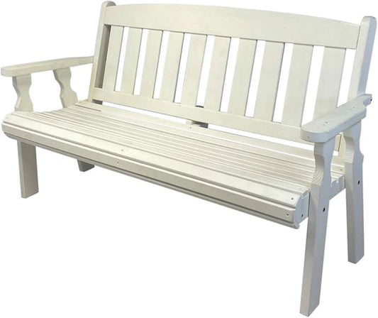 Amish Casual Outdoor Heavy Duty 800 LB Mission Pressure Treated Garden Bench(4 Foot, Semi-Solid White Stain)