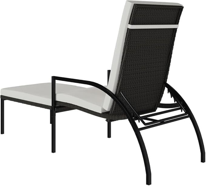 Sun Lounger Brown PE Rattan, Galvanized Steel Frame, Adjustable Footrest, Outdoor Chaise Lounge Chair for Patio, Garden - Photo 5