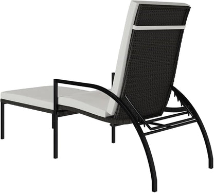 Sun Lounger Brown PE Rattan, Galvanized Steel Frame, Adjustable Footrest, Outdoor Chaise Lounge Chair for Patio, Garden, Beach Lounge Chairs