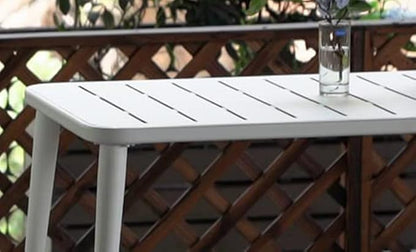 Modern Patio Table for 4-6 People Metal Dining Table for Outdoor&Indoor Office Computer Meeting Desk Home Cafe Table Lawn Backyard Balcony Kitchen Office 47.2" Lx23.6 Wx30 H… (White)