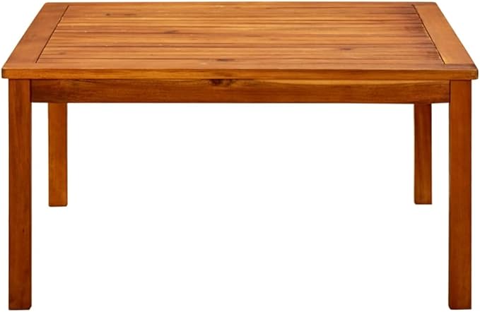 33.5in Solid Acacia Wood Square Coffee Table Oiled Brown Outdoor Patio Dining for Garden Balcony Small Deck Backyard Use - Photo 3