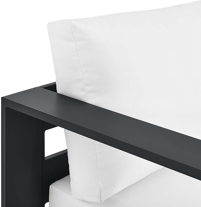 Modway Tahoe Aluminum Outdoor Chaise Lounge in Gray White with Weather-Resistant Cushions, Modular Left-Facing Patio Lounger for Pool Furniture or Sectional Sofa Set