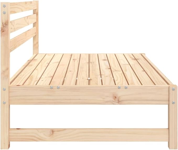 Garden Middle Sofa Natural Solid Pine Wood 48.0 x 33.1 x 27.6 in Outdoor Modular Patio Furniture for Two Adults Durable Rustic Finish