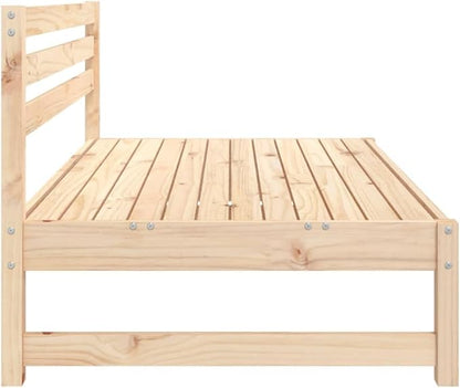 Garden Middle Sofa Natural Solid Pine Wood 48.0 x 33.1 x 27.6 in Outdoor Modular Patio Furniture for Two Adults Durable Rustic Finish