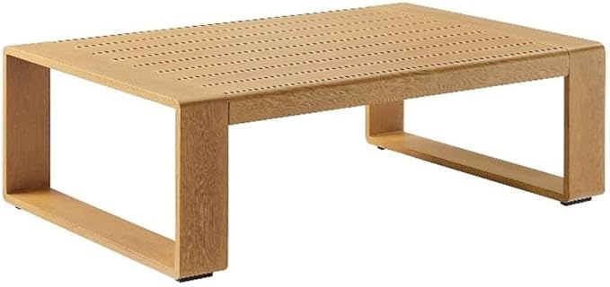 Modway Lirienne Aluminum Faux Wood Outdoor Coffee Table in Natural - 47 Inch Weather-Resistant Modern Rectangle Patio - Photo 1
