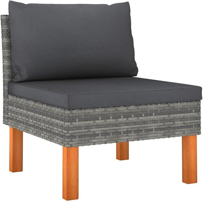 2-Piece Grey Outdoor Sectional Sofa Set, 25.4" x 23.8" Modern Poly Rattan Patio Couch with Removable Cushions, Weather-Ready for Balcony Garden and Poolside