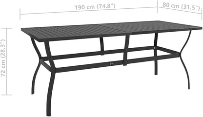 Patio Table Anthracite 74.8"x31.5"x28.3" Steel,Industrial Style Slatted Patio Table Sturdy and Stable for Your Outdoor Living Space Outdoor Table
