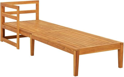 Sun Lounger with 1 Armrest Cream White,Lounge Chair Wooden,Sun Chair,Long Chairs for Outside,Pool Chaise Lounge Chair,Modern Patio Furniture,for Patio,Porch,Deck,Solid Acacia Wood